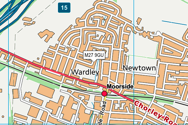 M27 9GU map - OS VectorMap District (Ordnance Survey)