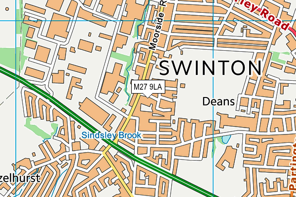 M27 9LA map - OS VectorMap District (Ordnance Survey)