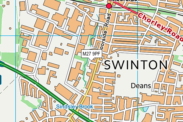 M27 9PF map - OS VectorMap District (Ordnance Survey)