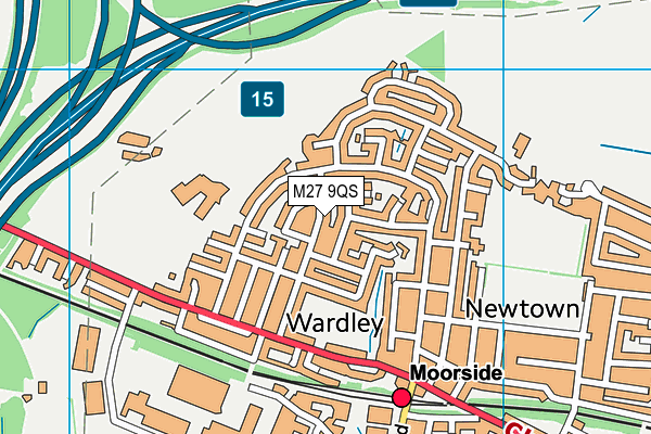 M27 9QS map - OS VectorMap District (Ordnance Survey)