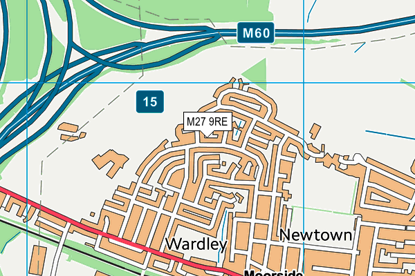 M27 9RE map - OS VectorMap District (Ordnance Survey)