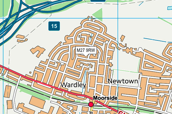 M27 9RW map - OS VectorMap District (Ordnance Survey)