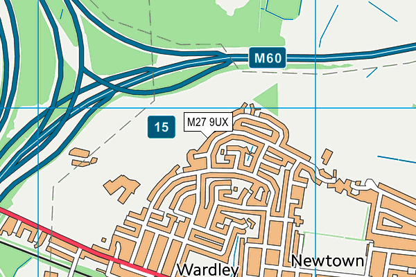 M27 9UX map - OS VectorMap District (Ordnance Survey)