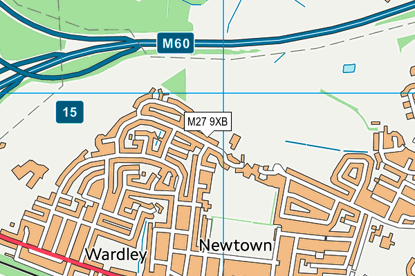 M27 9XB map - OS VectorMap District (Ordnance Survey)