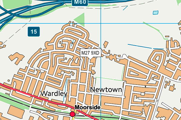 M27 9XD map - OS VectorMap District (Ordnance Survey)