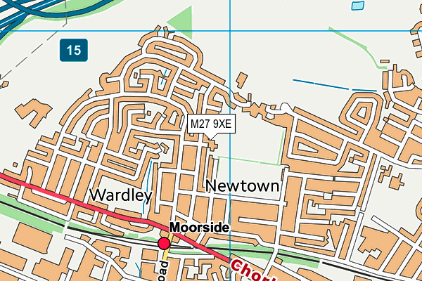 M27 9XE map - OS VectorMap District (Ordnance Survey)