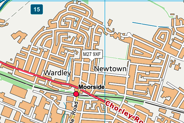 M27 9XF map - OS VectorMap District (Ordnance Survey)