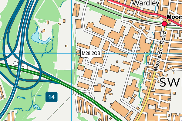 M28 2QB map - OS VectorMap District (Ordnance Survey)