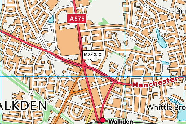 M28 3JX map - OS VectorMap District (Ordnance Survey)