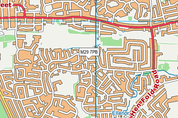 M29 7PB map - OS VectorMap District (Ordnance Survey)