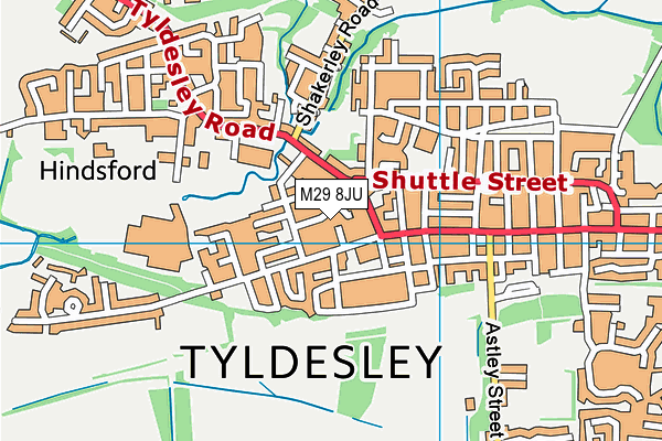 M29 8JU map - OS VectorMap District (Ordnance Survey)