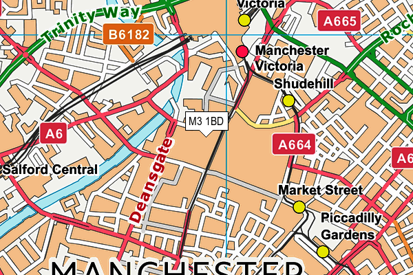 M3 1BD map - OS VectorMap District (Ordnance Survey)