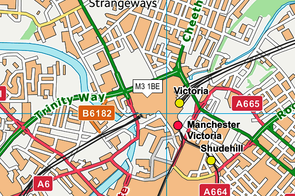 M3 1BE map - OS VectorMap District (Ordnance Survey)