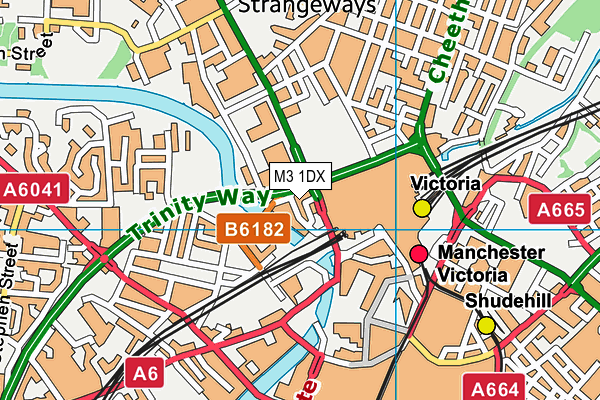 M3 1DX map - OS VectorMap District (Ordnance Survey)