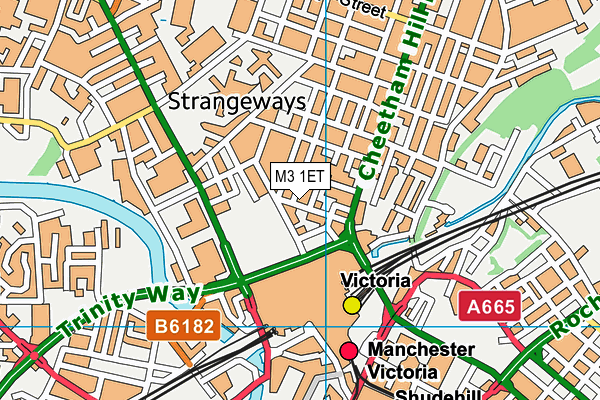 M3 1ET map - OS VectorMap District (Ordnance Survey)