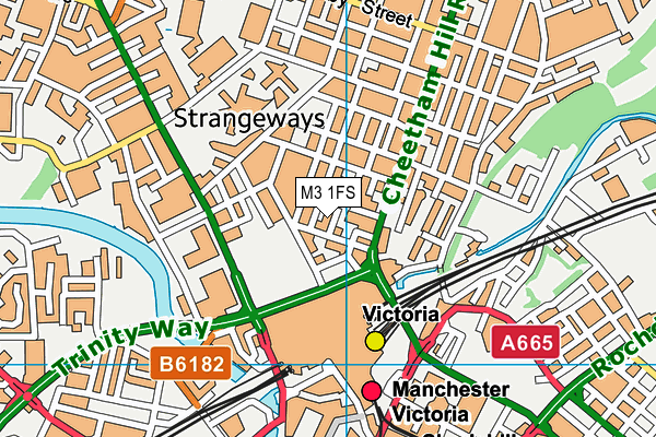 M3 1FS map - OS VectorMap District (Ordnance Survey)