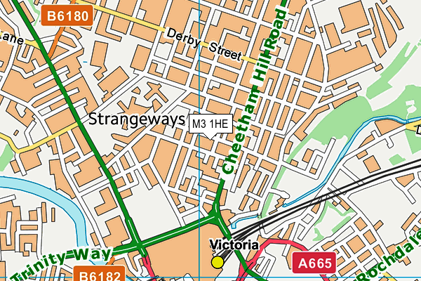 M3 1HE map - OS VectorMap District (Ordnance Survey)