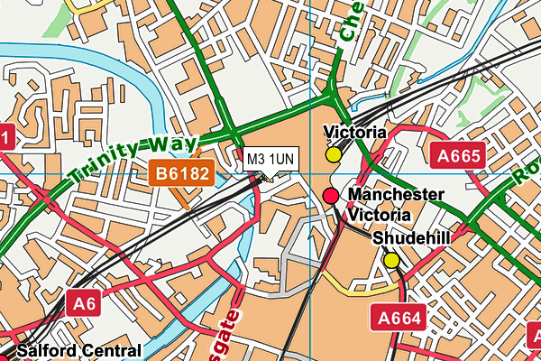 M3 1UN map - OS VectorMap District (Ordnance Survey)