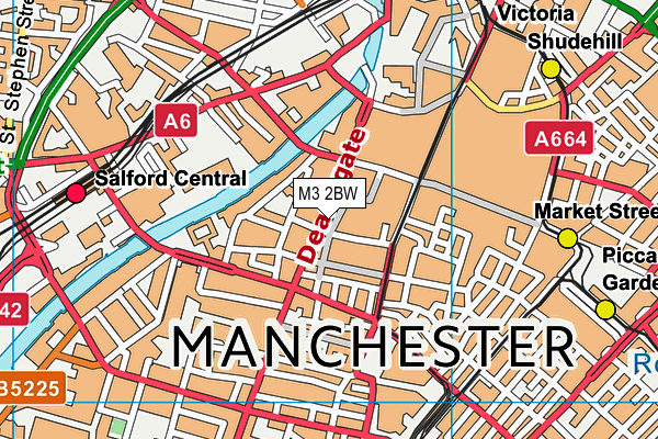 M3 2BW map - OS VectorMap District (Ordnance Survey)