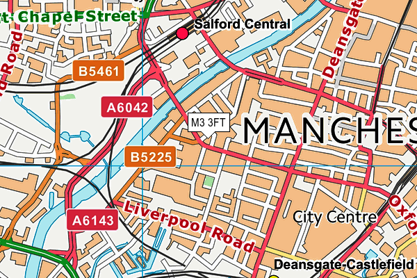 M3 3FT map - OS VectorMap District (Ordnance Survey)