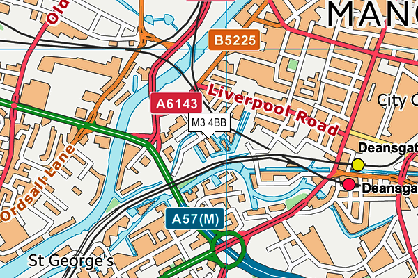 M3 4BB map - OS VectorMap District (Ordnance Survey)