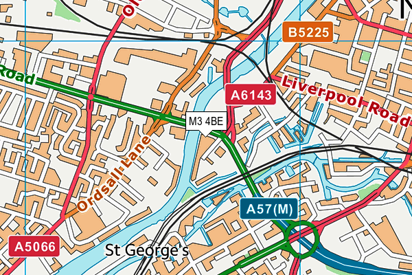 M3 4BE map - OS VectorMap District (Ordnance Survey)