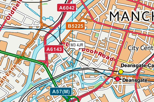 Y Club Manchester map (M3 4JR) - OS VectorMap District (Ordnance Survey)