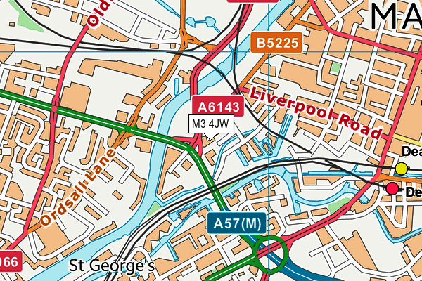 M3 4JW map - OS VectorMap District (Ordnance Survey)