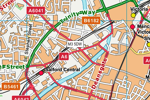 M3 5DW map - OS VectorMap District (Ordnance Survey)