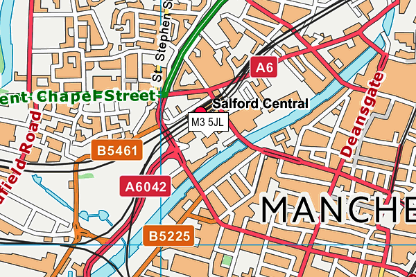 M3 5JL map - OS VectorMap District (Ordnance Survey)