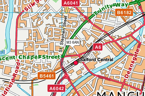 M3 6AN map - OS VectorMap District (Ordnance Survey)