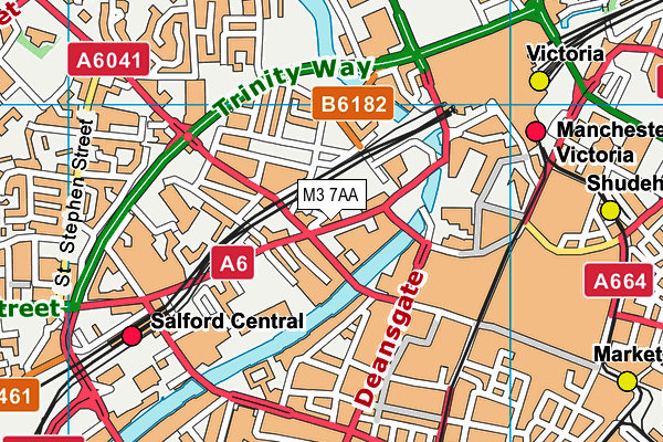 M3 7AA map - OS VectorMap District (Ordnance Survey)