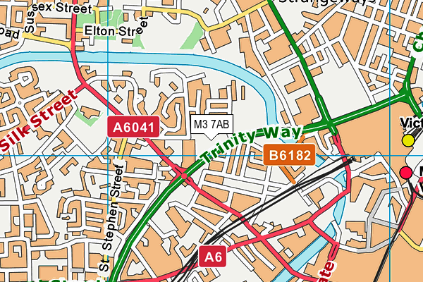 M3 7AB map - OS VectorMap District (Ordnance Survey)