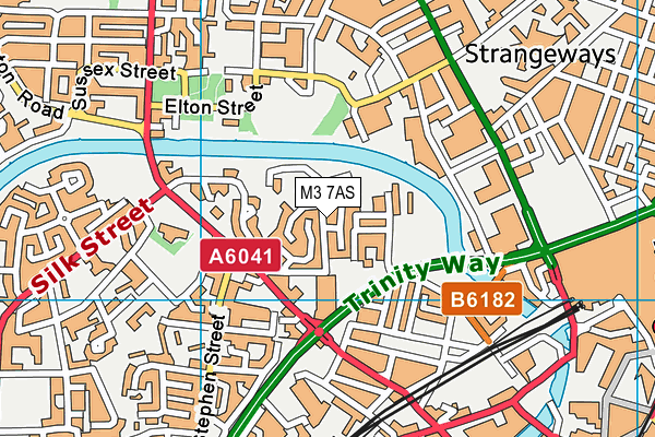 M3 7AS map - OS VectorMap District (Ordnance Survey)