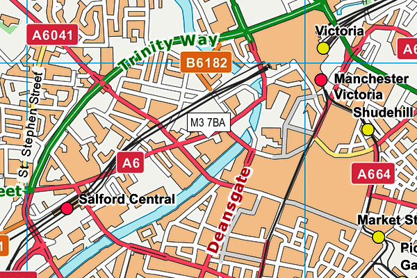 M3 7BA map - OS VectorMap District (Ordnance Survey)