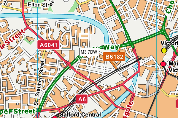 M3 7DW map - OS VectorMap District (Ordnance Survey)