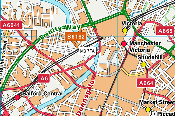 M3 7FA map - OS VectorMap District (Ordnance Survey)