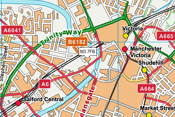 M3 7FB map - OS VectorMap District (Ordnance Survey)