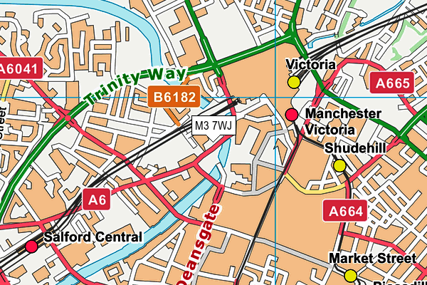 M3 7WJ map - OS VectorMap District (Ordnance Survey)