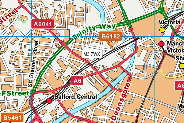 M3 7WX map - OS VectorMap District (Ordnance Survey)