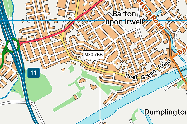 M30 7BB map - OS VectorMap District (Ordnance Survey)