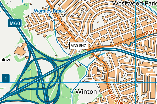 M30 8HZ map - OS VectorMap District (Ordnance Survey)