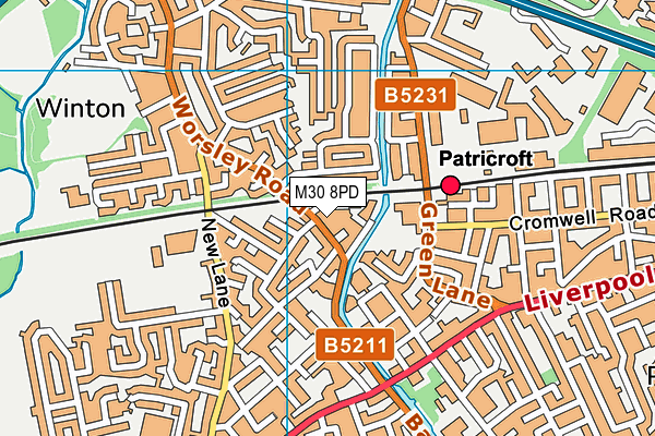 M30 8PD map - OS VectorMap District (Ordnance Survey)