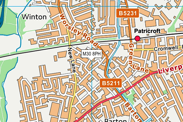 M30 8PH map - OS VectorMap District (Ordnance Survey)