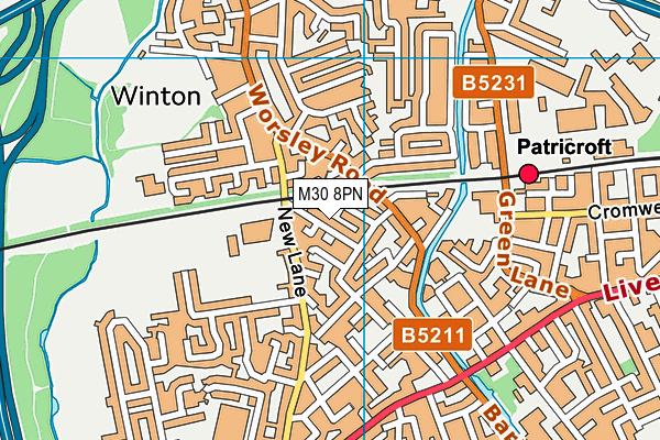 M30 8PN map - OS VectorMap District (Ordnance Survey)