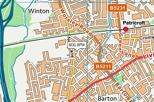 M30 8PW map - OS VectorMap District (Ordnance Survey)