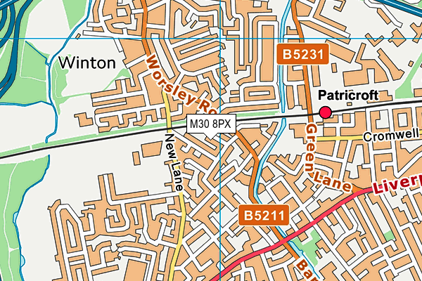 M30 8PX map - OS VectorMap District (Ordnance Survey)