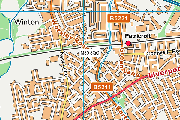 M30 8QG map - OS VectorMap District (Ordnance Survey)