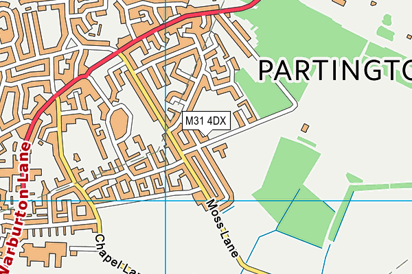 Partington Pavilion & Moss View Playing Field map (M31 4DX) - OS VectorMap District (Ordnance Survey)
