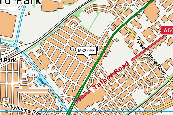 Gorse Hill Primary School map (M32 0PF) - OS VectorMap District (Ordnance Survey)